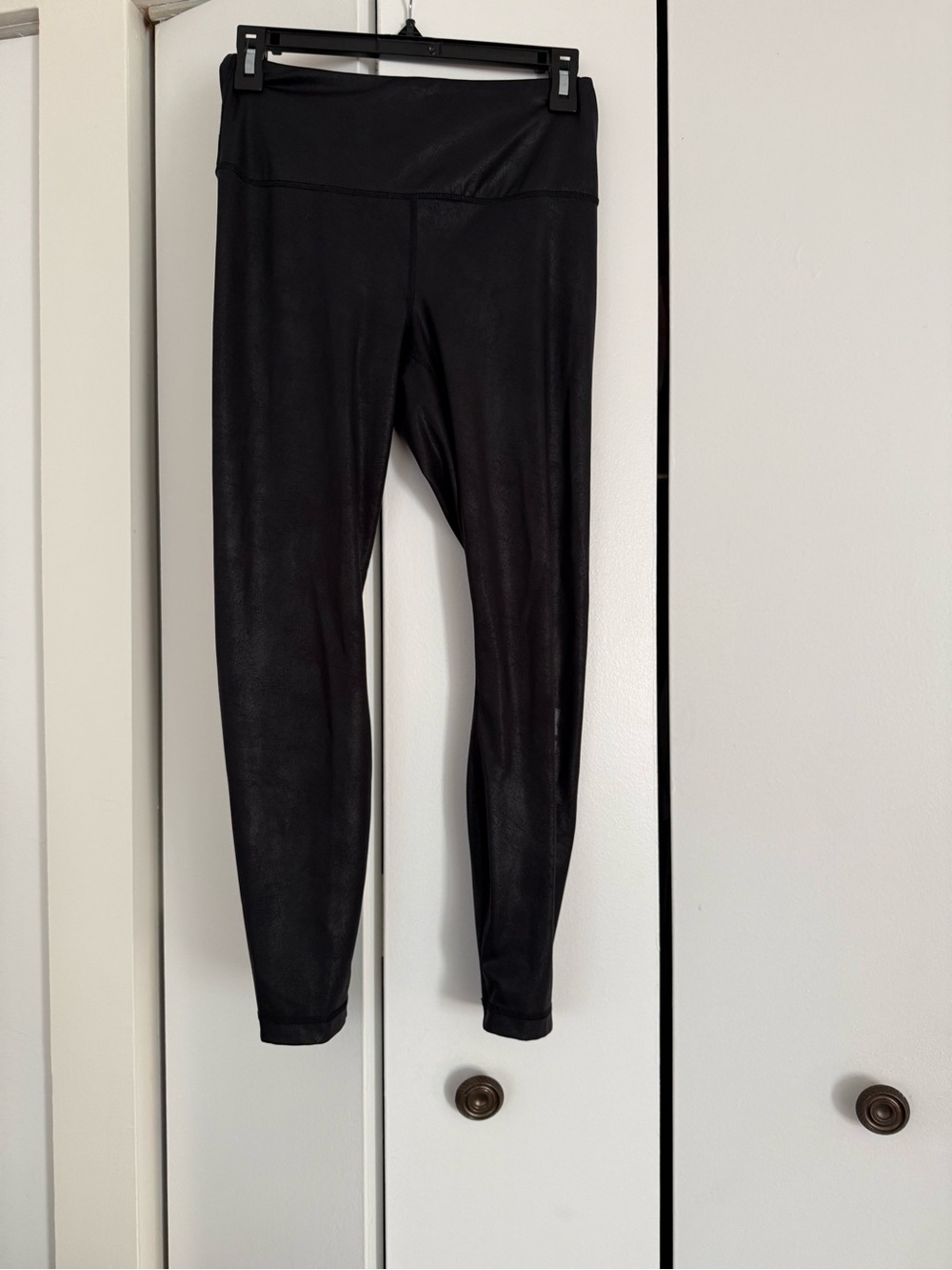 90 Degree By Reflex Black Faux-Leather High-Waist Leggings